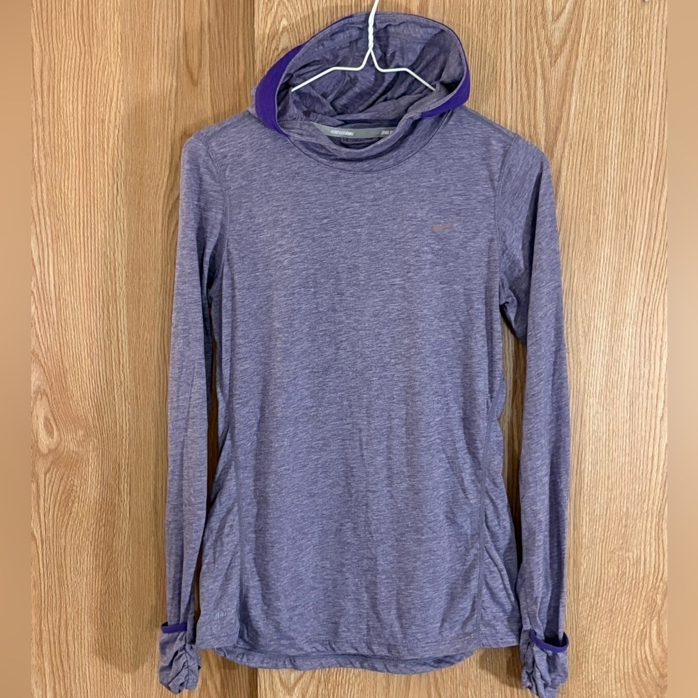 Nike Purple Dri-Fit Baselayer Hooded Pullover Performance Long Sleeve Top